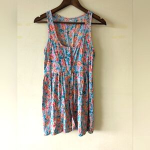 Billabong vintage Y2K Floral mini tank dress pink blue grunge boho high waist M